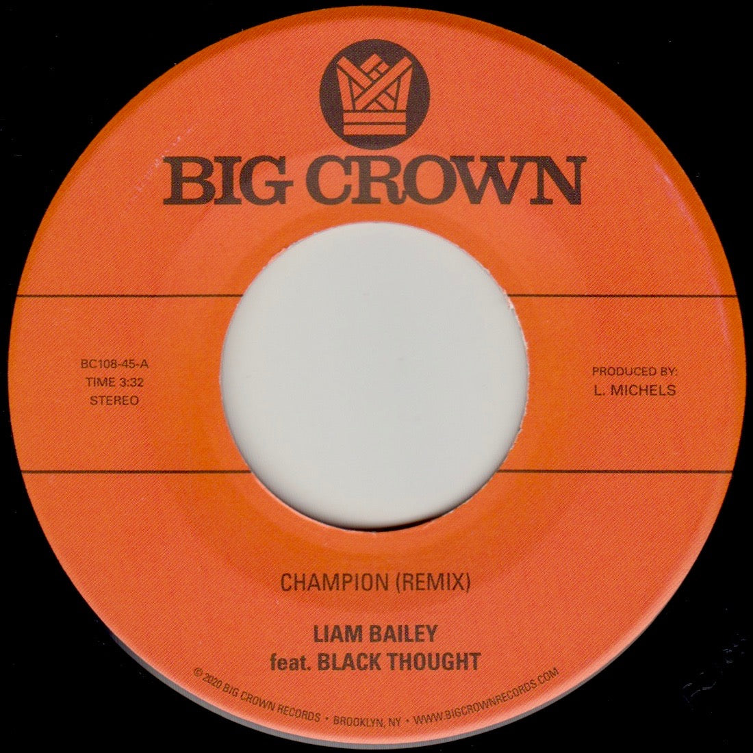 LIAM BAILEY Ft. BLACK THOUGHT / LEE PERRY - Champion(Remix) Vinyl 7"
