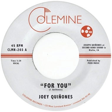 JOEY QUINONES - FOR YOU (Colored Vinyl) 7"