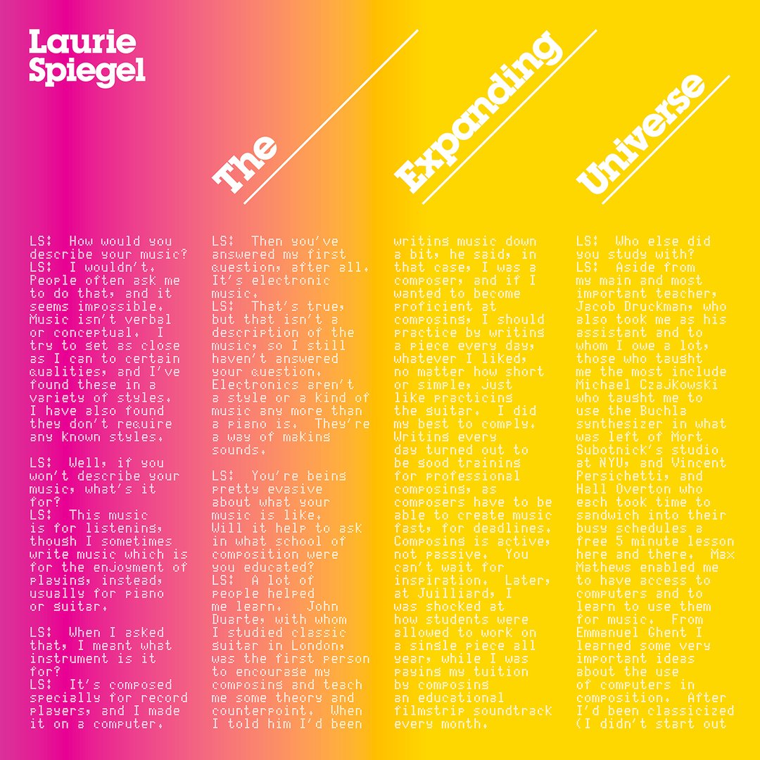 LAURIE SPIEGEL - THE EXPANDING UNIVERSE Vinyl 3xLP